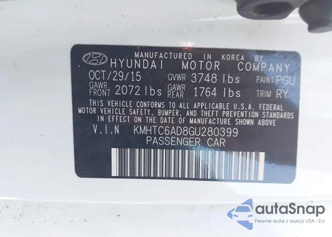 2016 Hyundai Veloster из США, поврежденный, VIN KMHTC6AD8GU280399